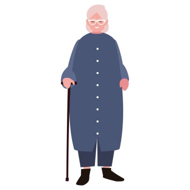 Bastonlu yaşlı kadın.