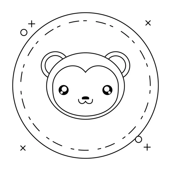 Bonito pequeno macaco bebê no quadro circular — Vetor de Stock