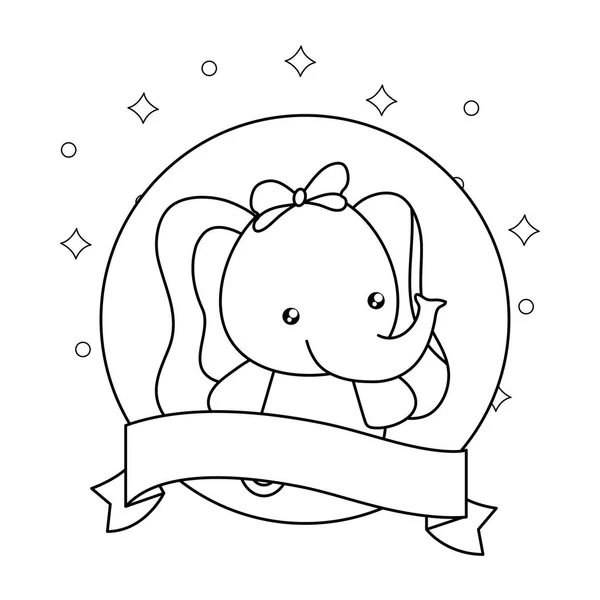 Mignon petit éléphant bébé avec ruban — Image vectorielle