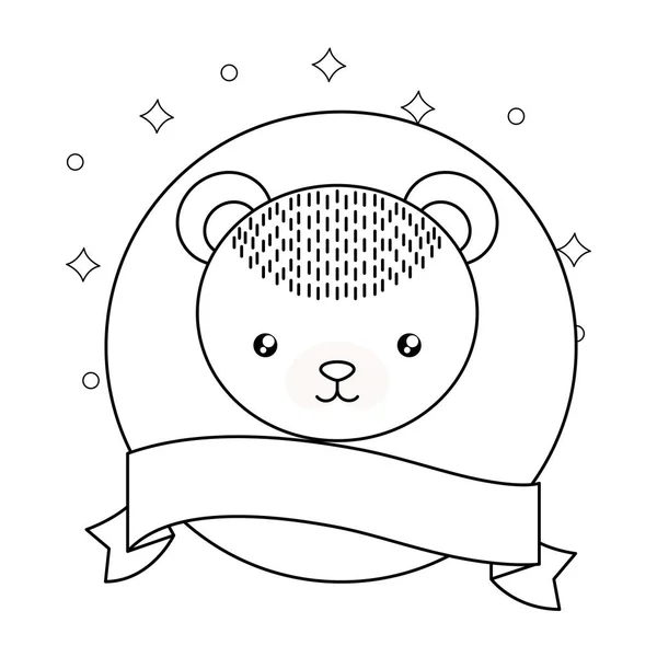 Голова милого медвежонка с ленточкой — стоковый вектор