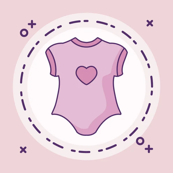 Clothes baby girl in frame circular — Stock Vector