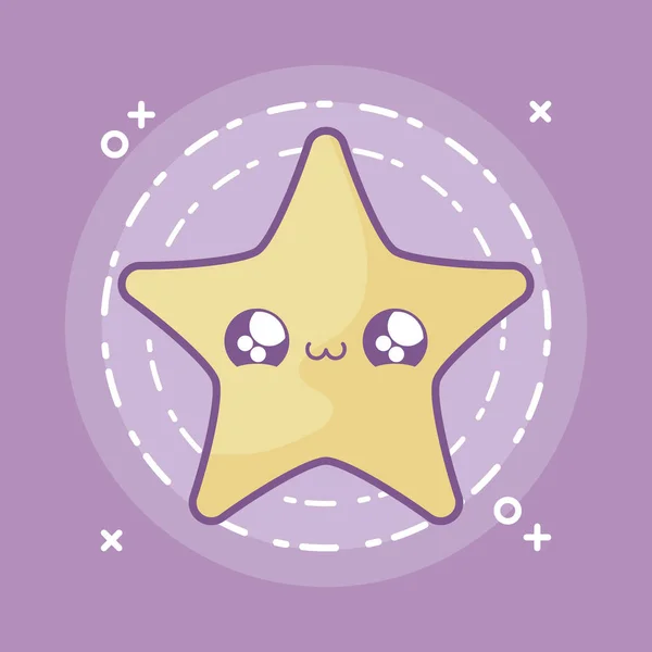 Sevimli yıldız kawaii tarzı simgesi — Stok Vektör