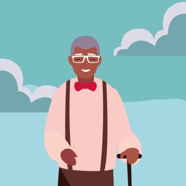 büyükbaba karakter aile üyesi açık havada