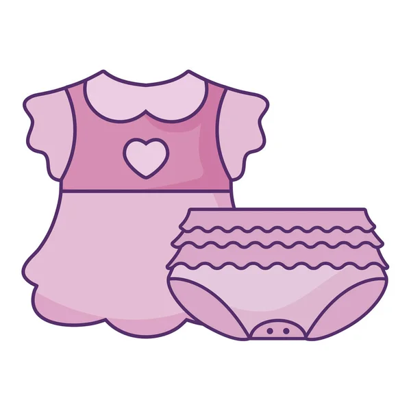 Dress Baby pelenka a lány elszigetelt ikon — Stock Vector