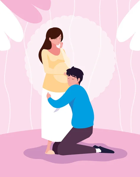 Χαριτωμένο ζευγάρι χαρακτήρα avatar εγκυμοσύνη — Διανυσματικό Αρχείο