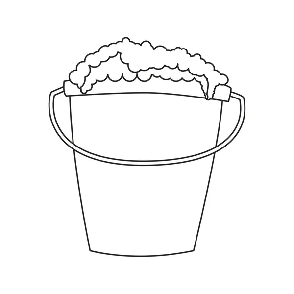 흰색 배경에 양동이 거품 청소 공급 — 스톡 벡터