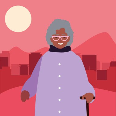 yürüyüş sopa açık havada sevimli büyükanne