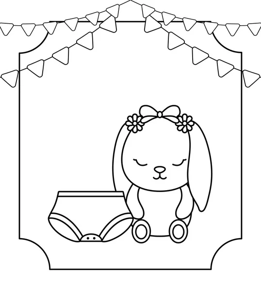 Roztomilý malý králíček s plenky a garlandy — Stockový vektor