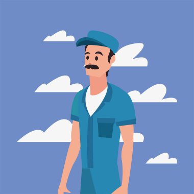 işçi üniforma ve araç temizlik adam