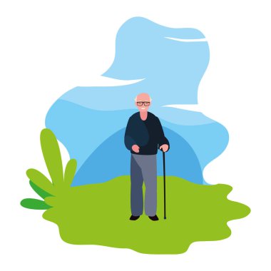 açık havada sevimli dedesi