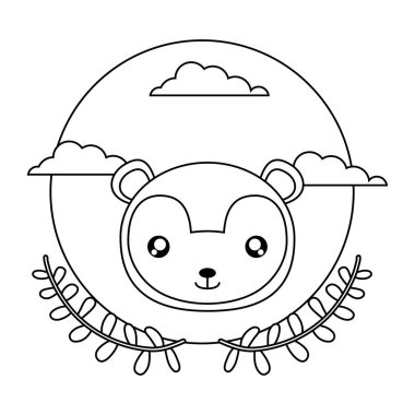 taç yaprakları ile sevimli küçük maymun bebek