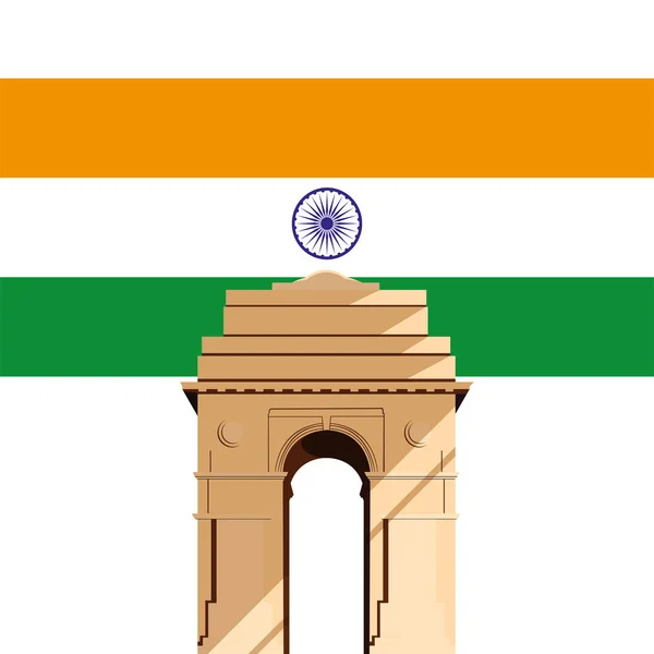 Desain datar hari kemerdekaan India - Stok Vektor