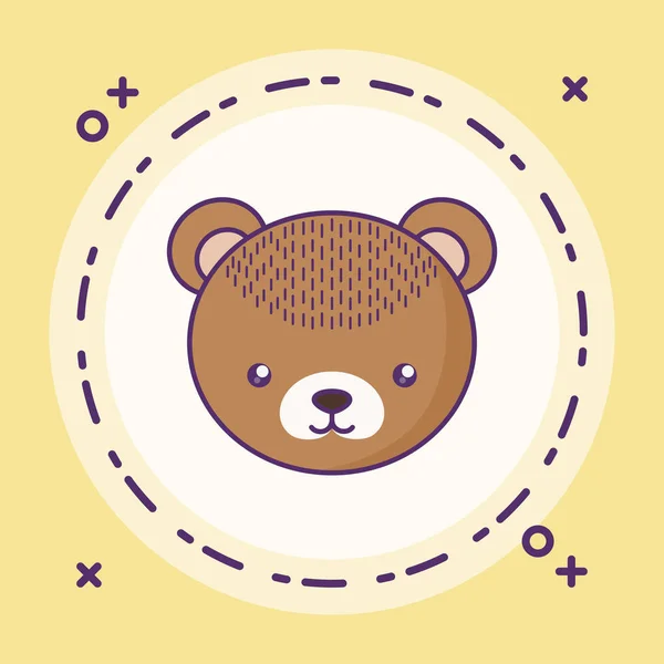 Hlava roztomilým medvídek dítě v rámu kruhové — Stockový vektor