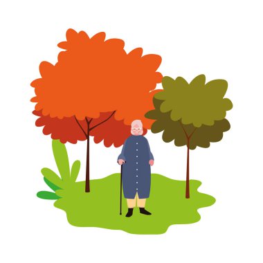 yürümek sopa manzara doğal ile Büyükanne