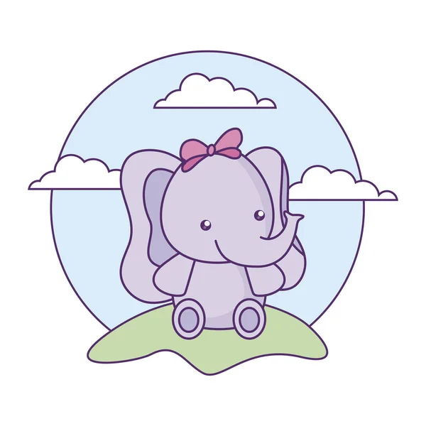 Lindo pequeño elefante bebé en paisaje — Vector de stock