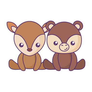 Ren geyiği bebek karakteri ile sevimli küçük ayı