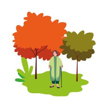 yürümek sopa manzara doğal ile Büyükanne