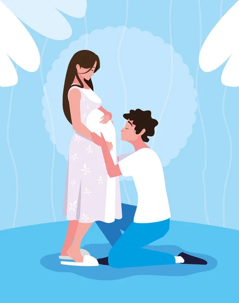 Cute couple pregnancy avatar character — Stock Vector