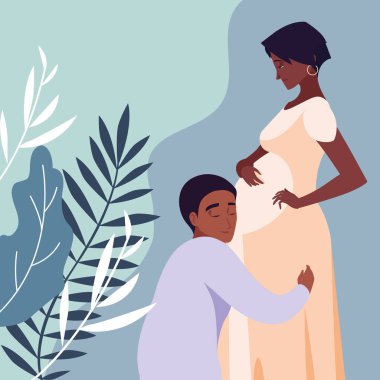 sevimli Afro çift hamilelik avatar karakter