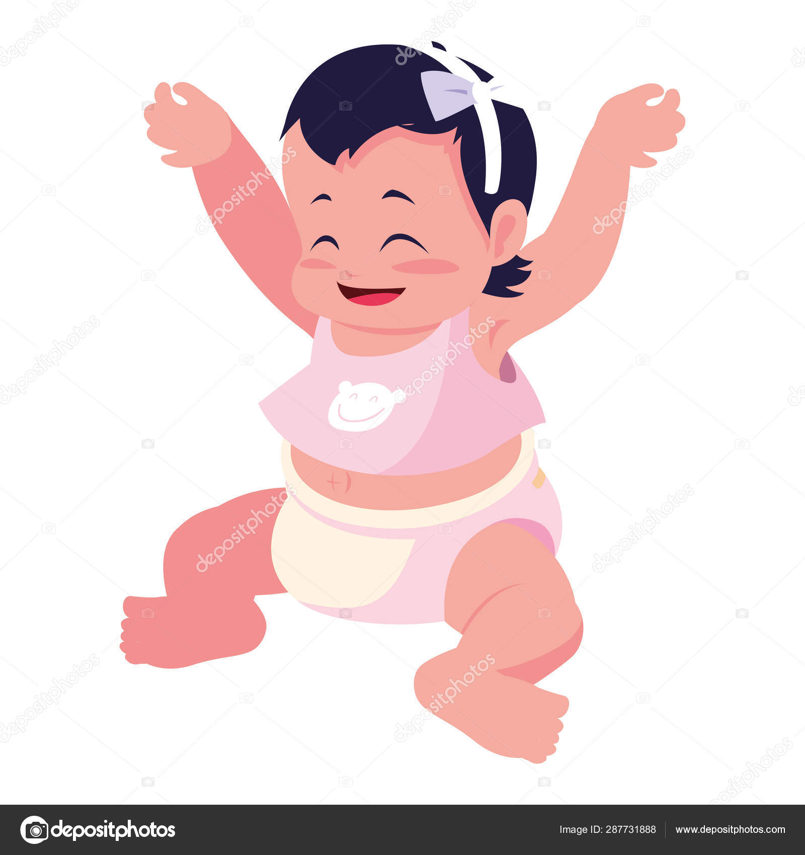 座って笑顔かわいい女の子 ストックベクター C Djv 287731888