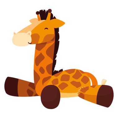 Beyaz arka planda zürafa oyuncak bebek