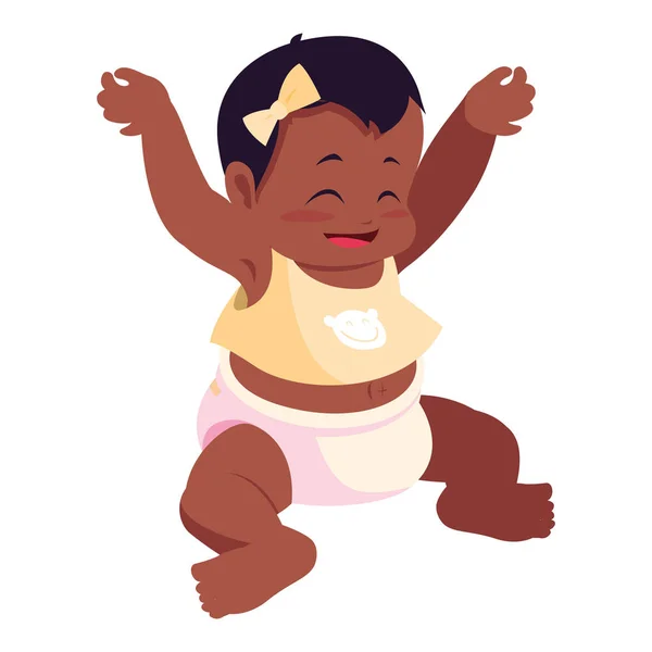 Sonriente lindo bebé chica sentado — Vector de stock