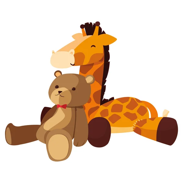 Baby Spielzeugbär Giraffe Vektor Illustration — Stockvektor