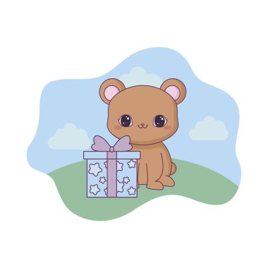 hediye kutusu ile sevimli ayı hayvan