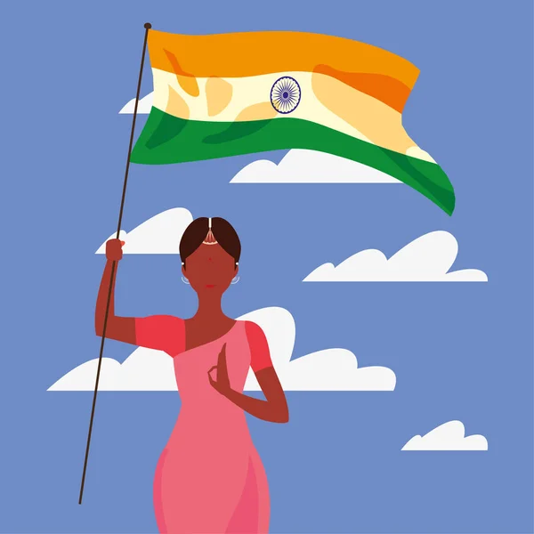 Indien Unabhängigkeitstag flaches Design — Stockvektor