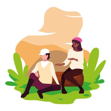 adam ve kadın manzara konuşuyor