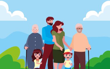 aile birlikte açık havada üyeleri