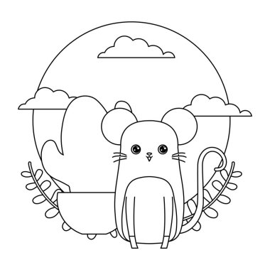 pot kaktüs ile sevimli fare hayvan