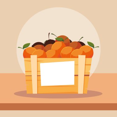 ahşap sandıkta taze portakallar meyveleri