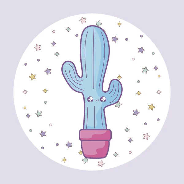 Cactus tropical en pot plante style kawaii — Image vectorielle