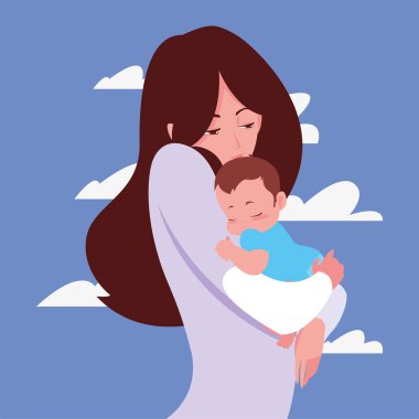 Anne kollarında bebeği taşıyan