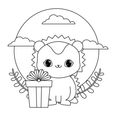 hediye kutusu ile sevimli kirpi hayvan