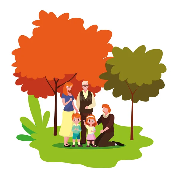 Famille ensemble les membres en plein air — Image vectorielle