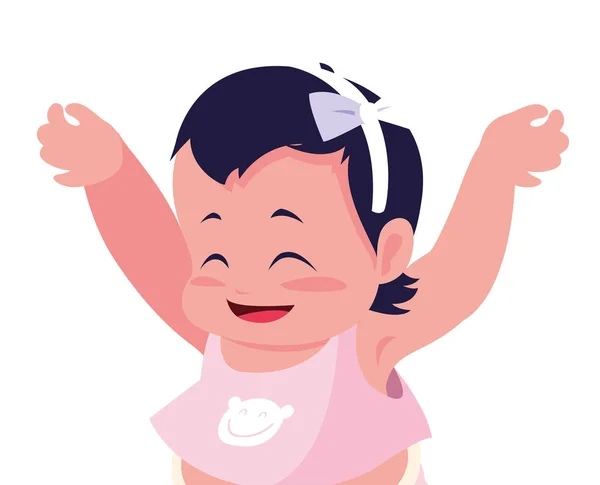 Sonriente lindo bebé chica sentado — Vector de stock