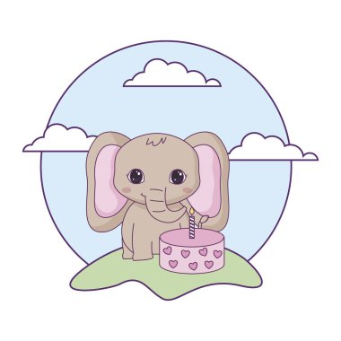 Doğum günü pastası ile sevimli fil hayvan