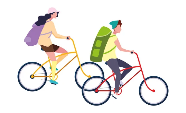 Homme et femme à vélo — Image vectorielle