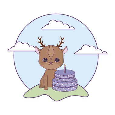 Doğum günü pastası ile sevimli Ren geyiği hayvan