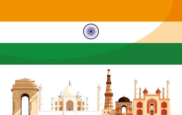 India independencia día plano diseño — Archivo Imágenes Vectoriales