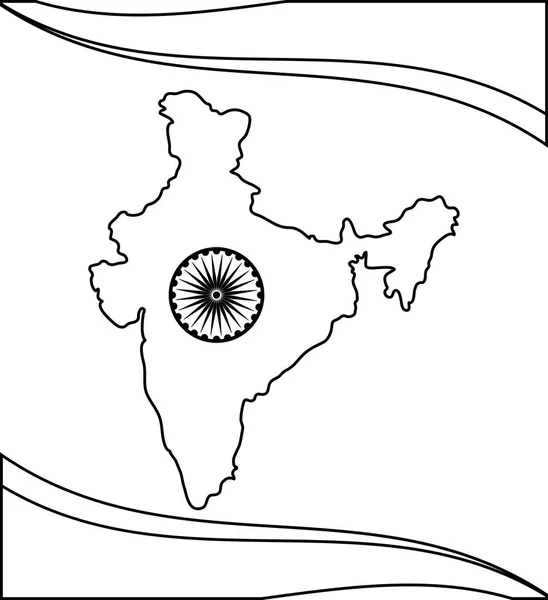 Karta över Indiska med Ashoka Chakra — Stock vektor