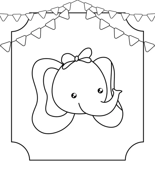 Tête de mignon petit éléphant bébé avec guirlandes — Image vectorielle
