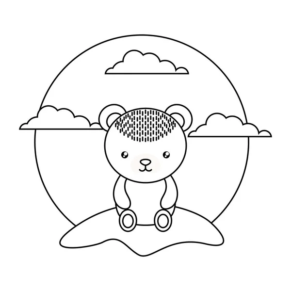 Drăguț copil urs mic în peisaj — Vector de stoc