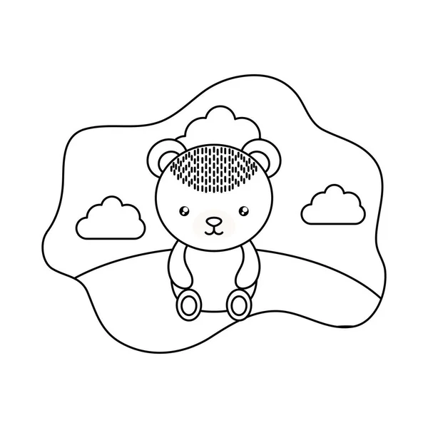 Mignon petit ours bébé dans le paysage — Image vectorielle