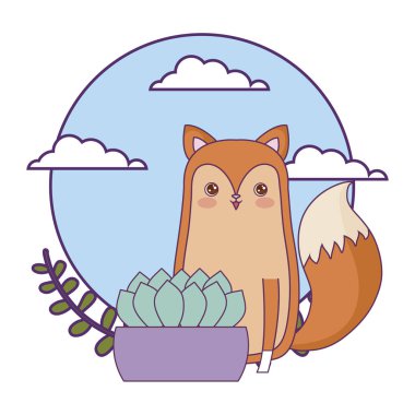 ev bitki ile sevimli tilki hayvan