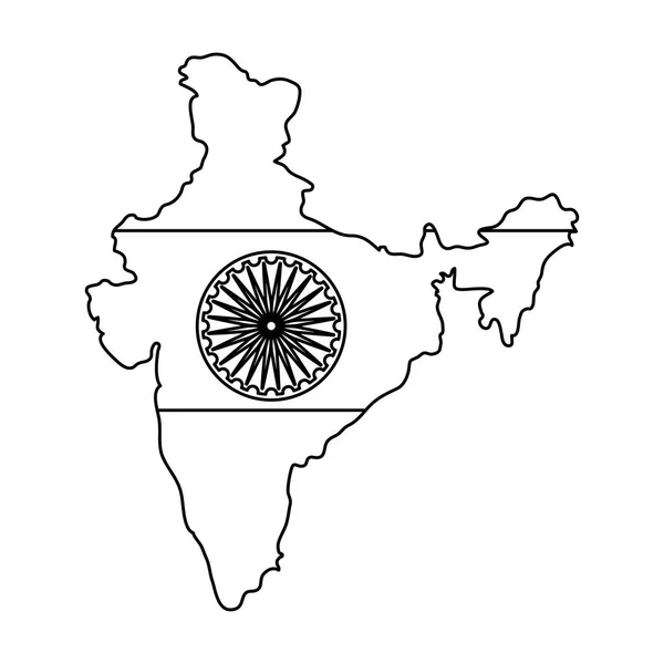 Карта Индии с чакрой Ашока — стоковый вектор