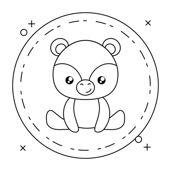 Bebê urso pequeno bonito no quadro circular — Vetor de Stock