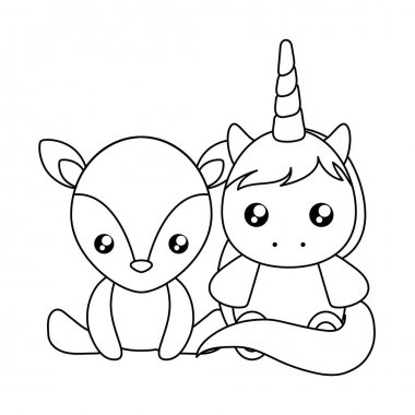 Ren geyiği bebek karakteri ile sevimli küçük Unicorn